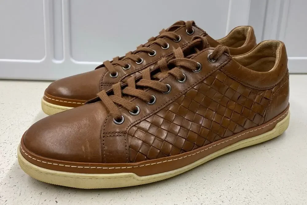 Men Allen Edmonds Portugal woven leather lace-up casual dress shoes, 9D